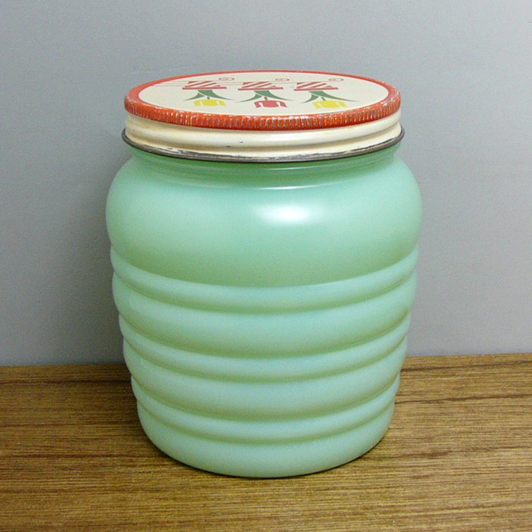 Vintage Anchor Hocking Fire King Jadeite grease jar salt